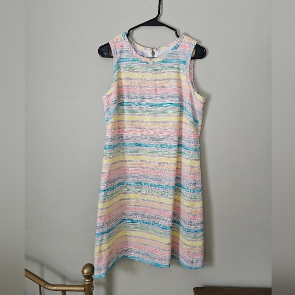 Sara Campbell Spring Rainbow Linen Blend Shift Dress - Picture 2 of 9